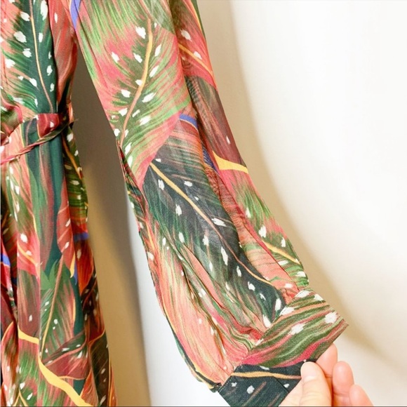 Farm Rio Sleeve V Neck Maxi Wrap Dress Size M - Picture 7 of 10